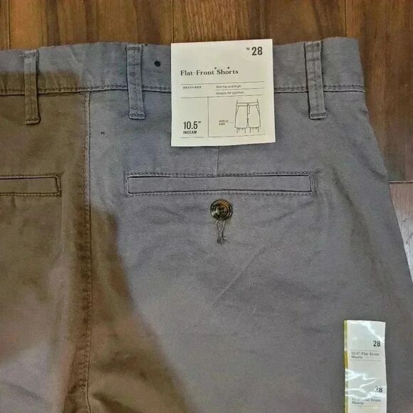 GOODFELLOW MEN'S Thunder Gray Linden Flat Front Chino Shorts - Picture 11 of 16